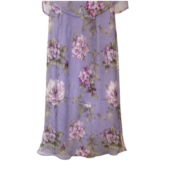 VTG Karin Stevens Dress Set 10 Maxi Sheer Floral Chiffon Ethereal Fairy Wedding - Picture 5 of 15